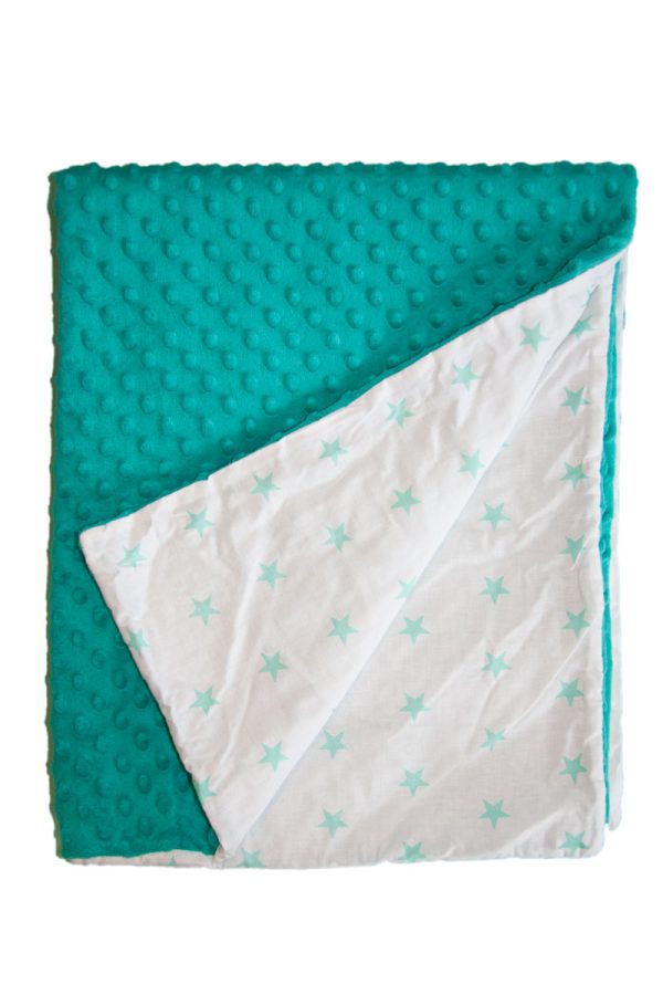 Stars and turquoise minky blanket 1