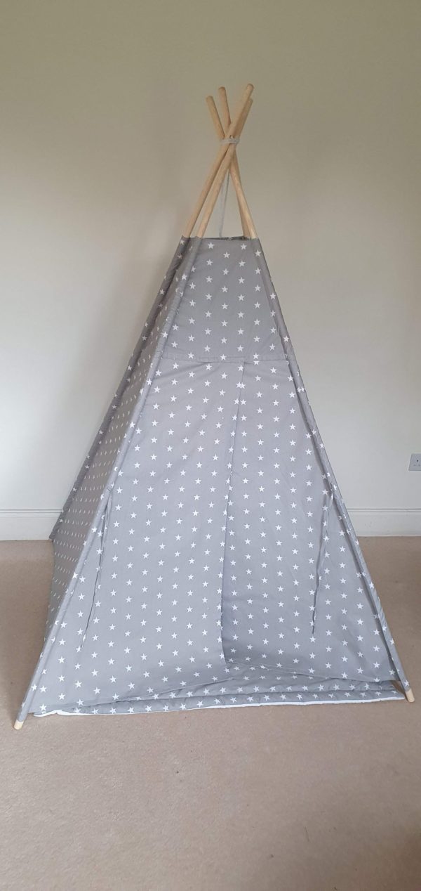 White and grey stars teepee tent set 2
