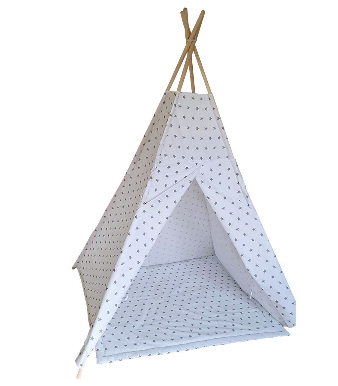 Grey stars cotton teepee tent set
