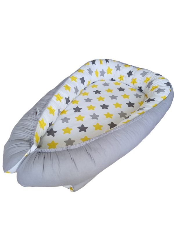 Grey and yellow stars nest bed 1